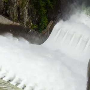 Spillway Area of Cleveland Dam in North Vancouver on a Rainy Spr Spillway Area of Cleveland Dam in North Vancouver on a Rainy Spr