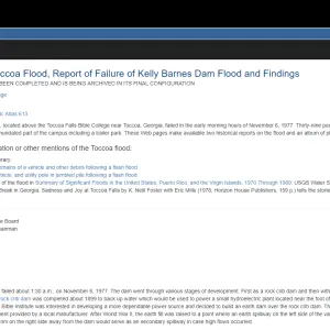 The 1977 Toccoa Flood, Report of Failure of Kelly Barnes Dam Flood and Findings The 1977 Toccoa Flood, Report of Failure of Kelly Barnes Dam Flood and Findings